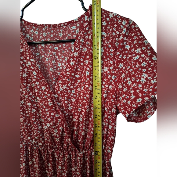 Ditsy Floral Print Surplice Neck Split Thigh Dress Size L - Picture 4 of 6